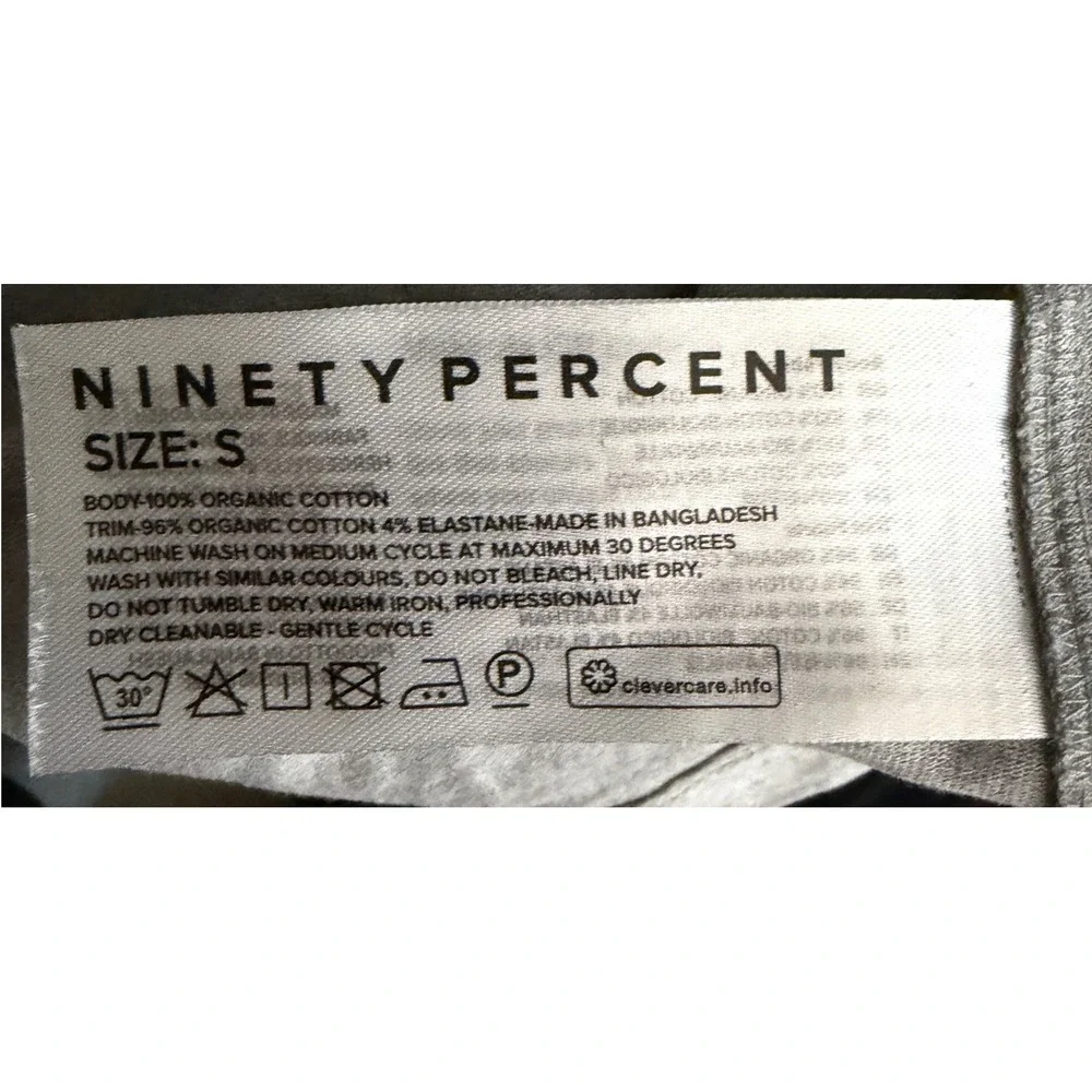 NINETY PERCENT Oversized Grey Marl Organic Cotton T Shirt Size S - Picture 5 of 8
